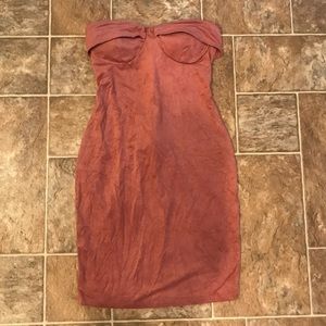 dusty pink suede mini dress